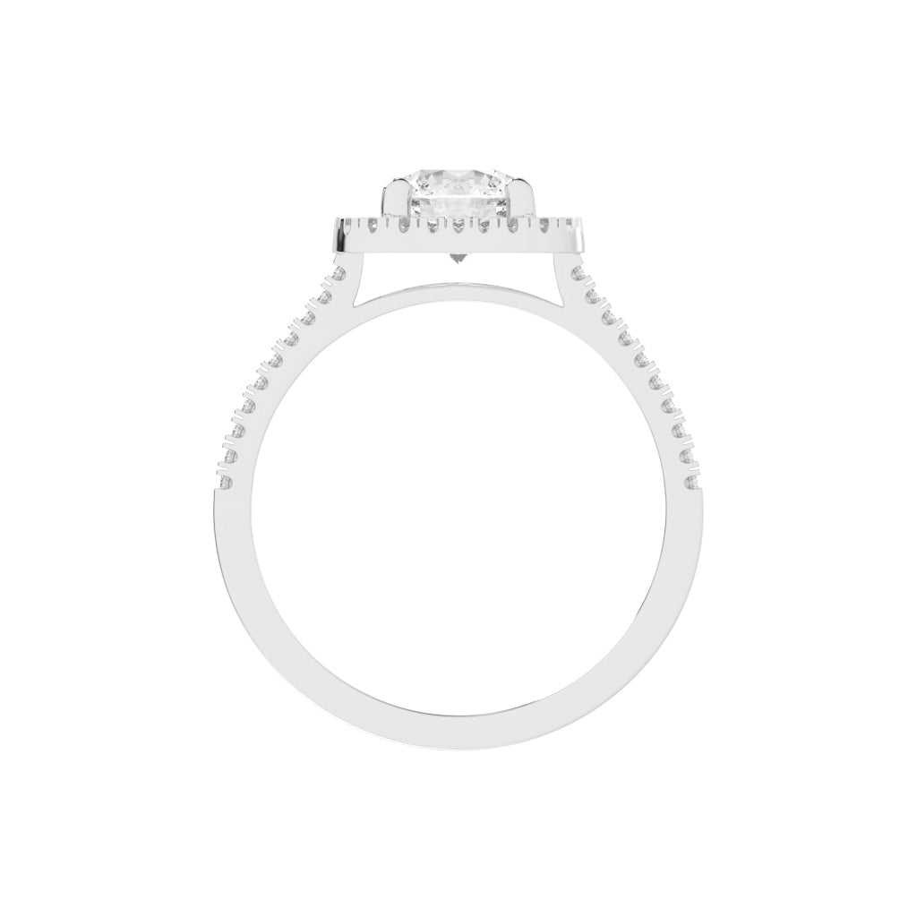 Halestra  Cathedral Round Cut Halo Lab Diamond Ring