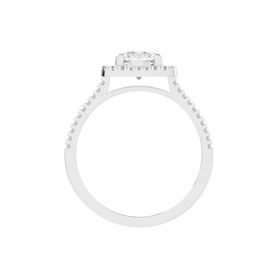 Halestra  Cathedral Round Cut Halo Lab Diamond Ring