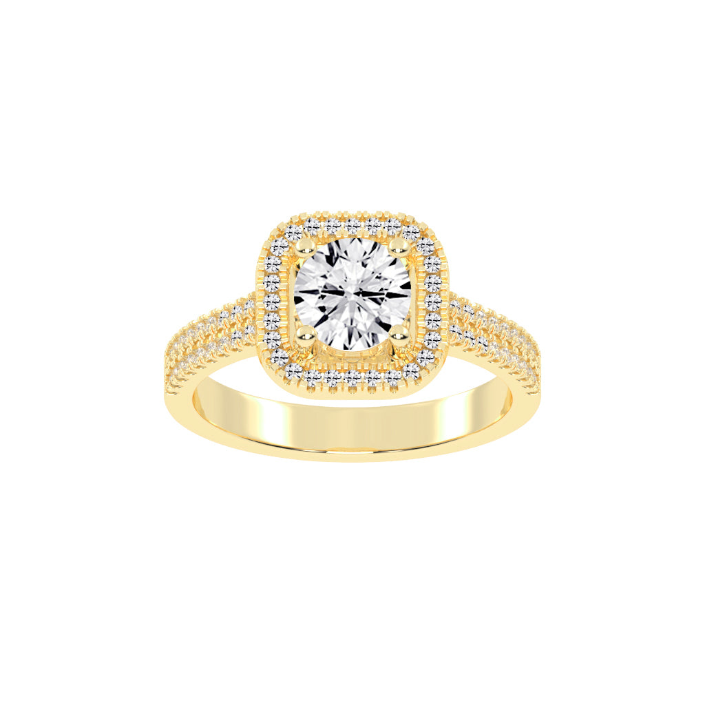 Halestra  Cathedral Round Cut Halo Lab Diamond Ring