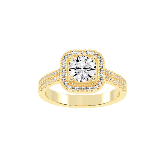 Halestra  Cathedral Round Cut Halo Lab Diamond Ring