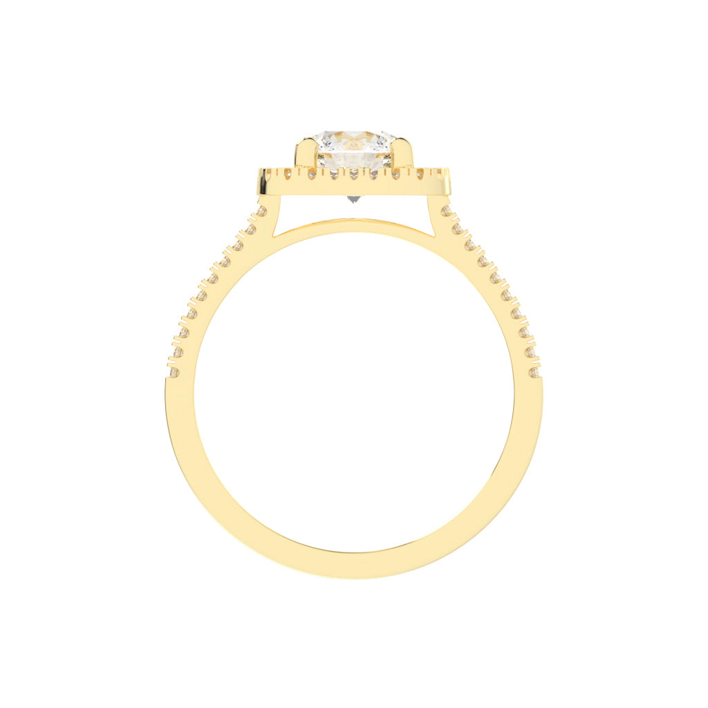 Halestra  Cathedral Round Cut Halo Lab Diamond Ring