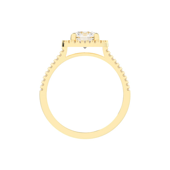 Halestra  Cathedral Round Cut Halo Lab Diamond Ring