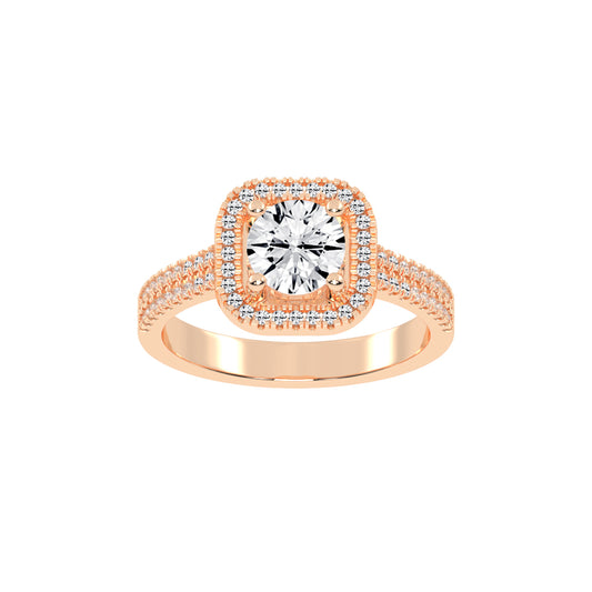 Halestra  Cathedral Round Cut Halo Lab Diamond Ring