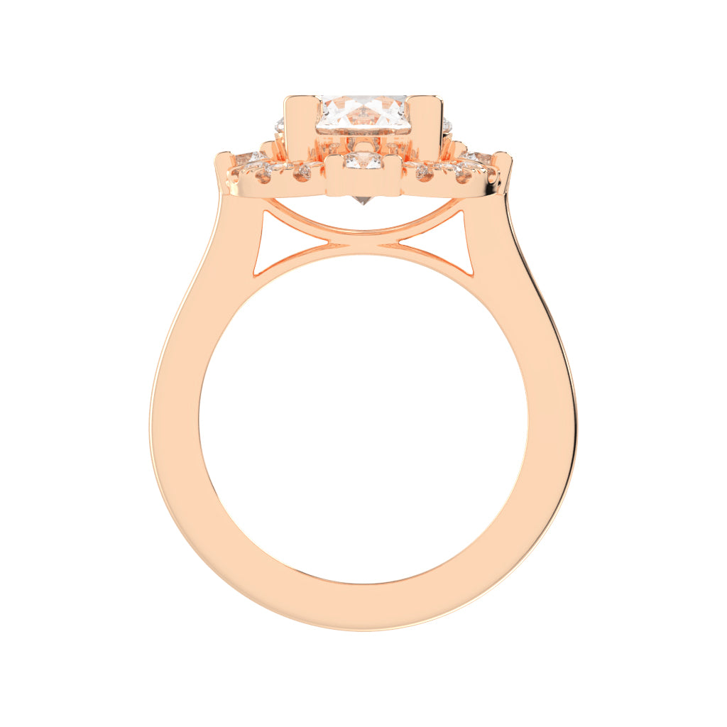 Halendre  Cathedral Round Cut Halo Lab Diamond Ring