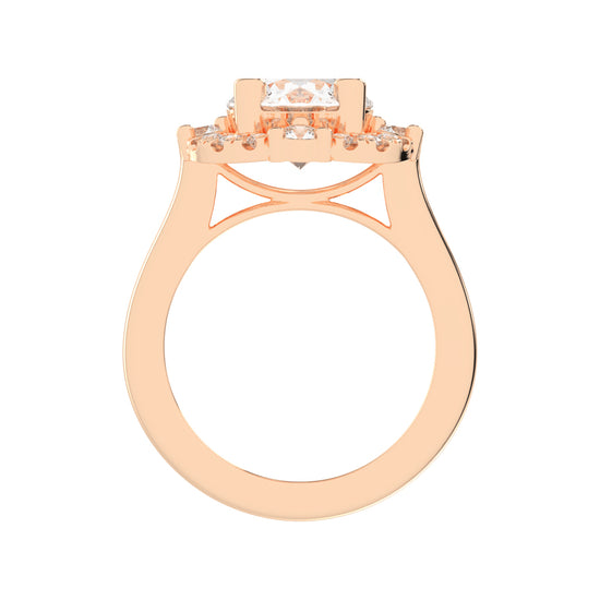 Halendre  Cathedral Round Cut Halo Lab Diamond Ring
