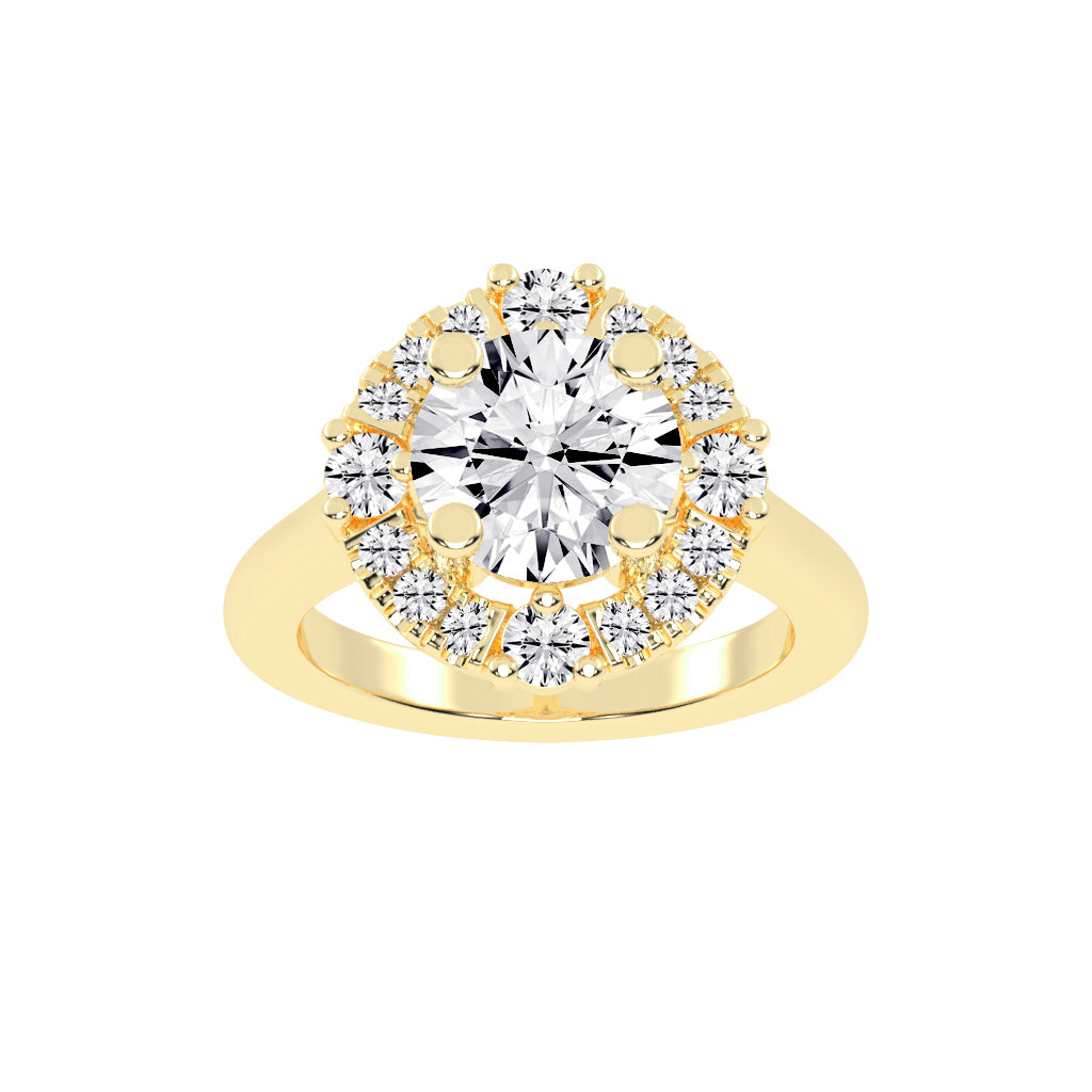 Halendre  Cathedral Round Cut Halo Lab Diamond Ring