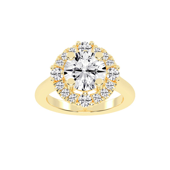 Halendre  Cathedral Round Cut Halo Lab Diamond Ring