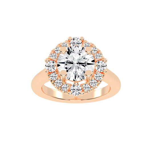 Halendre  Cathedral Round Cut Halo Lab Diamond Ring