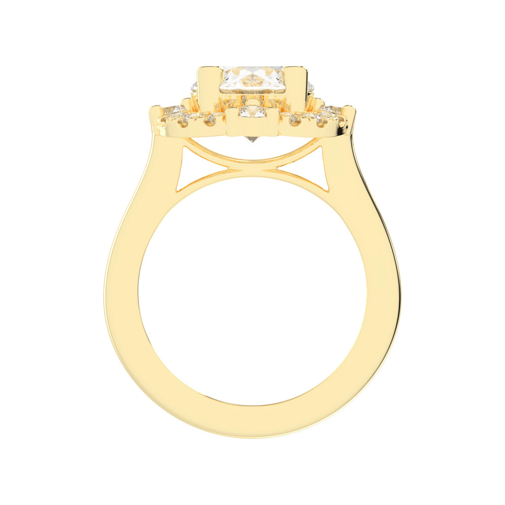 Halendre  Cathedral Round Cut Halo Lab Diamond Ring