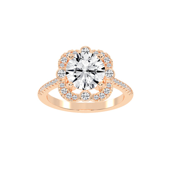 Halorex  Accent Stone Round Cut Halo Lab Diamond Ring