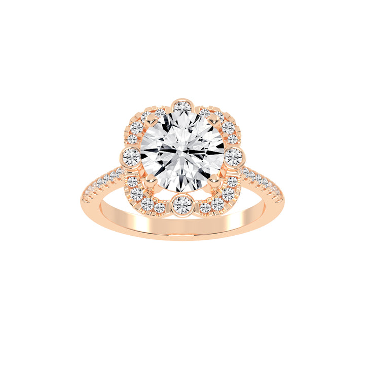 Halorex  Accent Stone Round Cut Halo Lab Diamond Ring