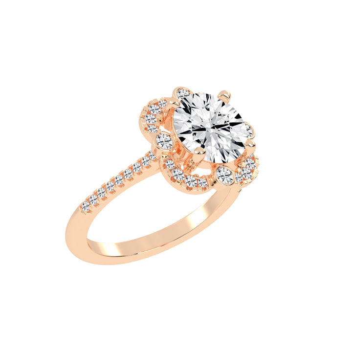 Halorex  Accent Stone Round Cut Halo Lab Diamond Ring