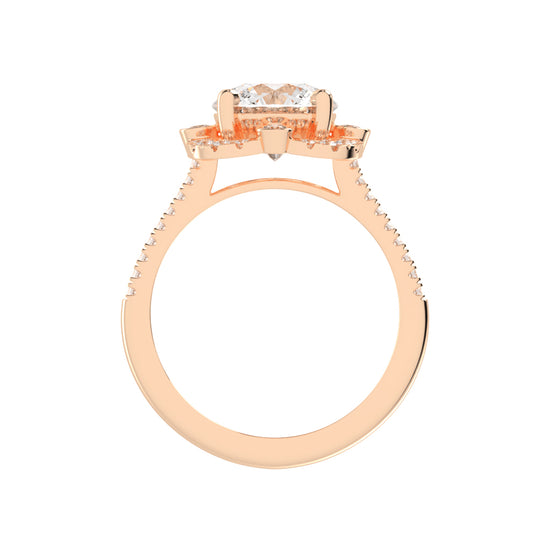 Halorex  Accent Stone Round Cut Halo Lab Diamond Ring