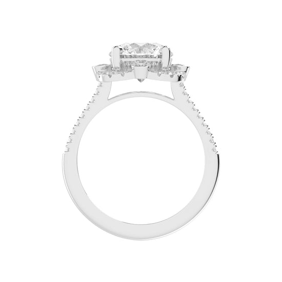 Halorex  Accent Stone Round Cut Halo Lab Diamond Ring