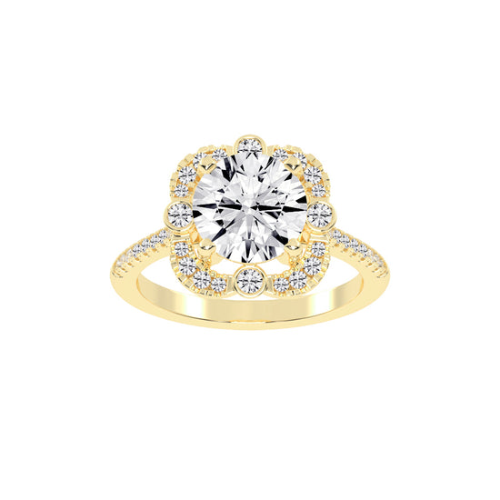 Halorex  Accent Stone Round Cut Halo Lab Diamond Ring
