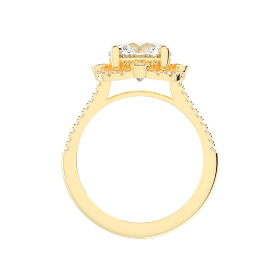 Halorex  Accent Stone Round Cut Halo Lab Diamond Ring