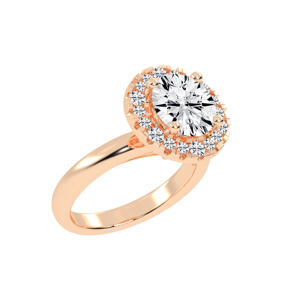 Halonita  Four Prong Round Cut Halo Lab Diamond Ring