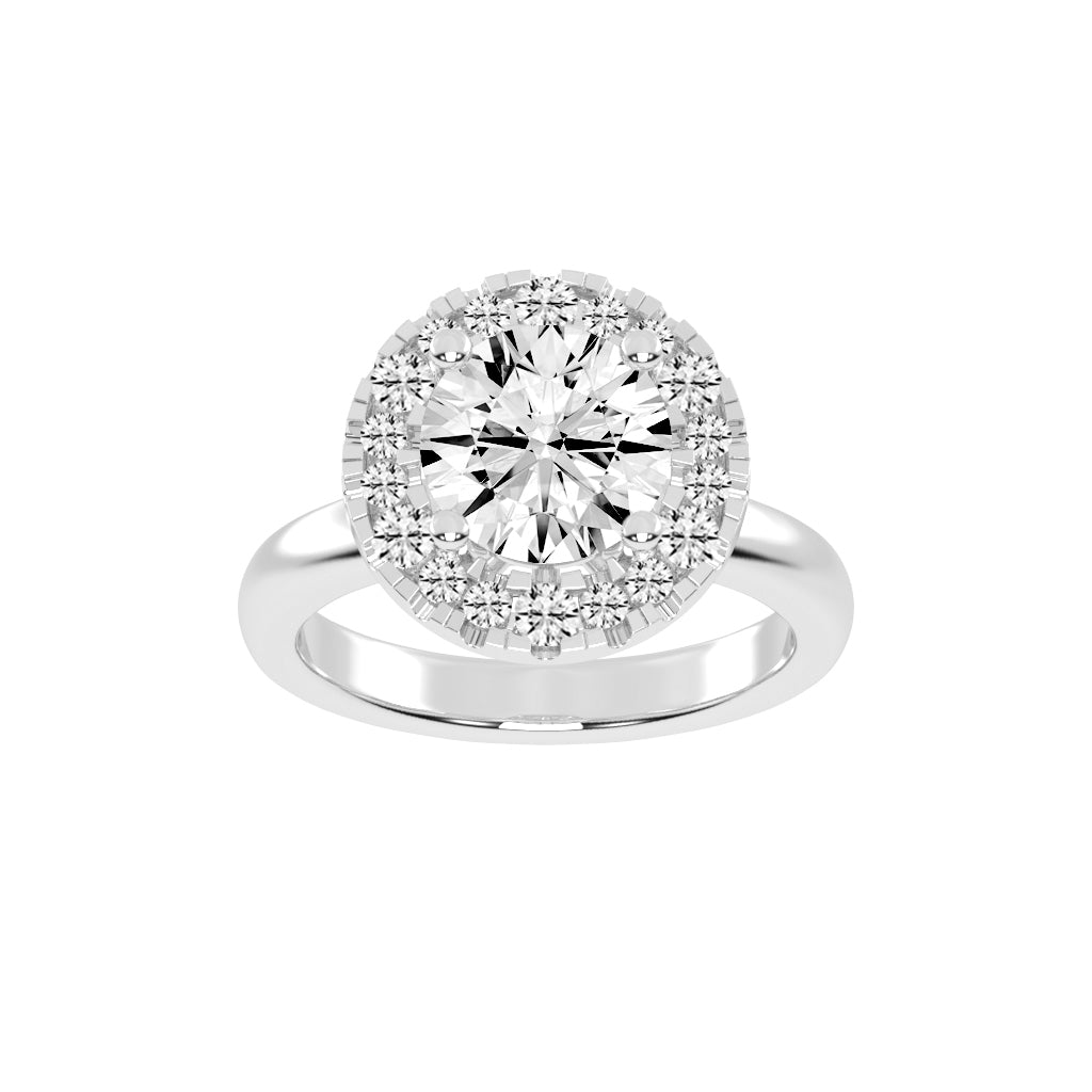 Halonita  Four Prong Round Cut Halo Lab Diamond Ring