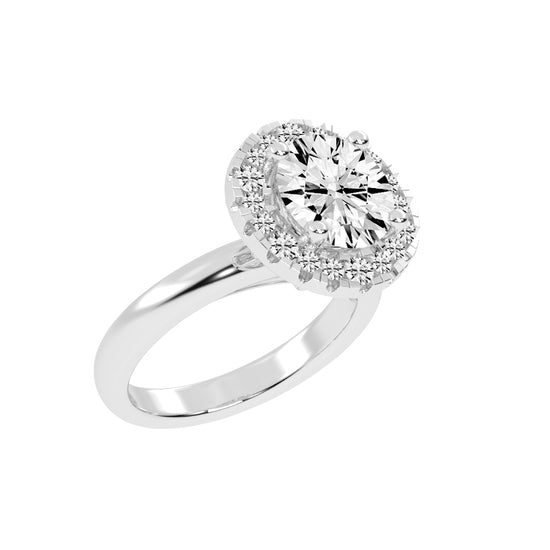 Halonita  Four Prong Round Cut Halo Lab Diamond Ring