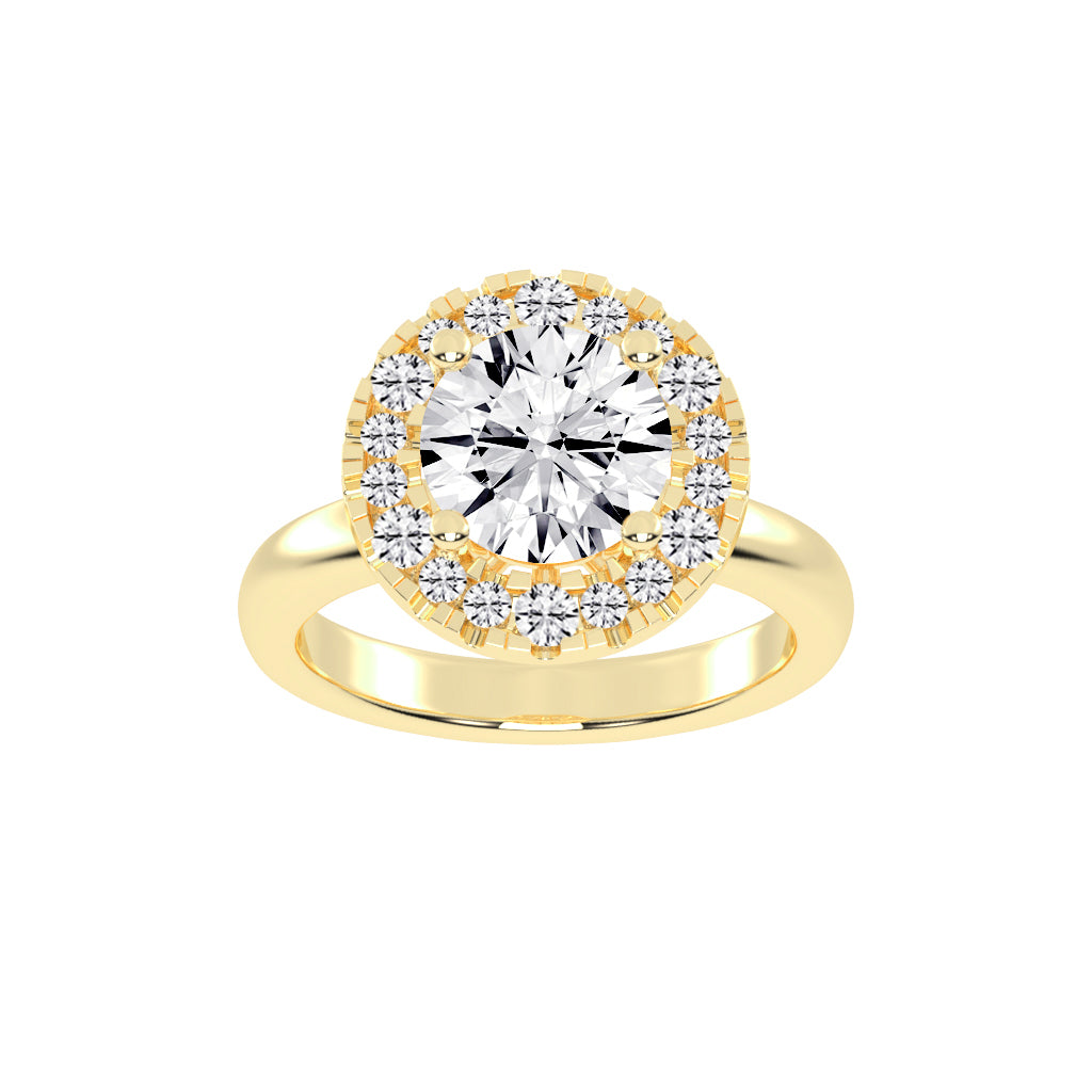 Halonita  Four Prong Round Cut Halo Lab Diamond Ring