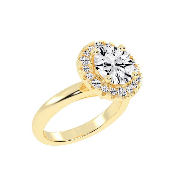 Halonita  Four Prong Round Cut Halo Lab Diamond Ring