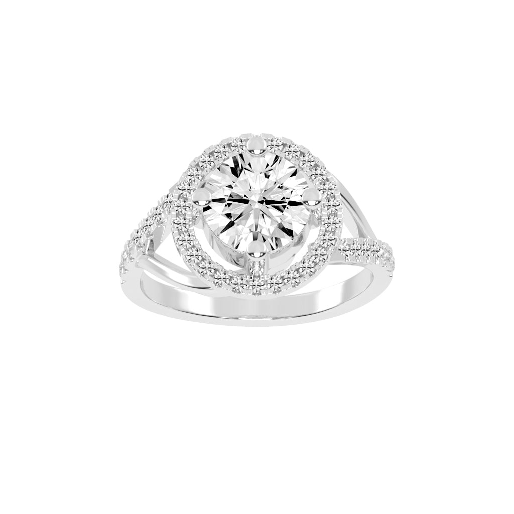 Halostria Shared Prong Round Cut Lab Diamond Ring