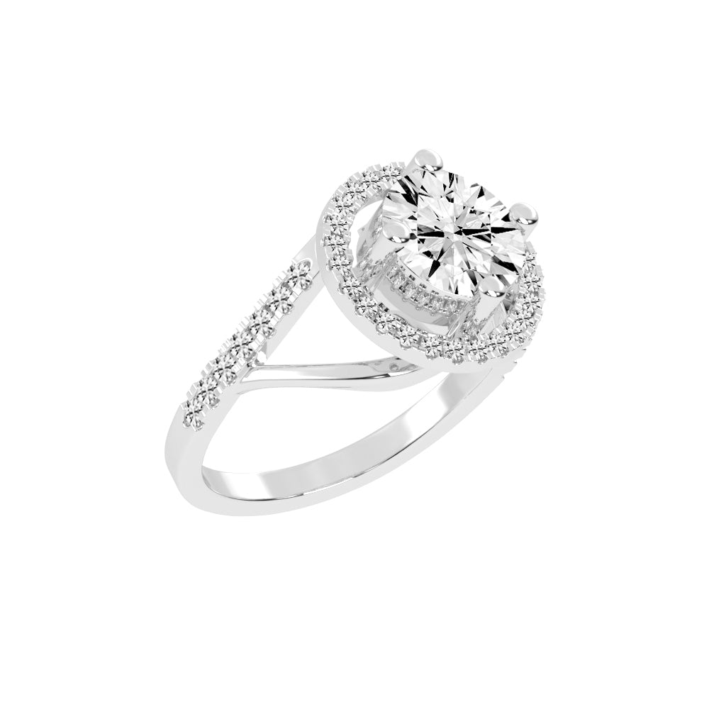 Halostria Shared Prong Round Cut Lab Diamond Ring
