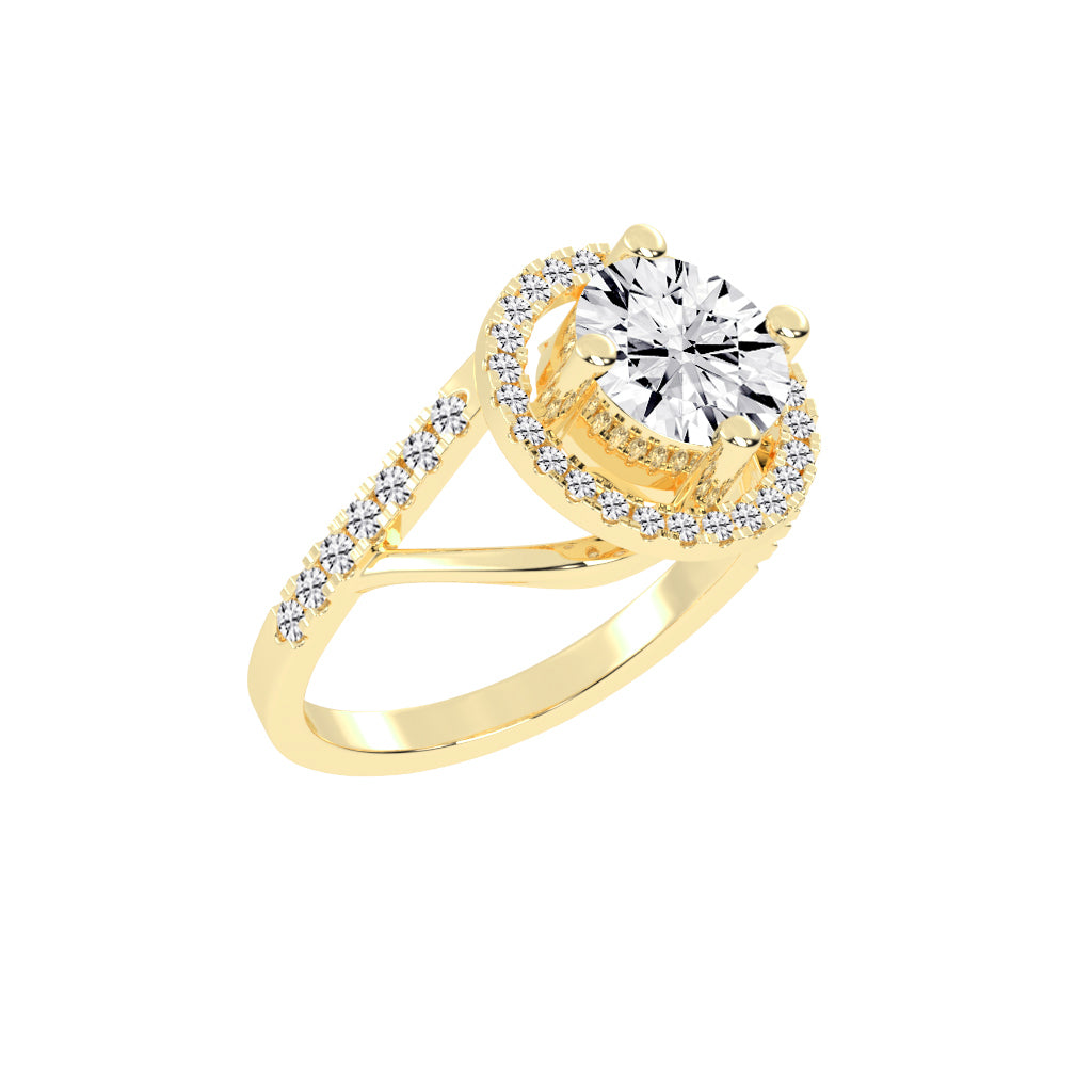 Halostria Shared Prong Round Cut Lab Diamond Ring
