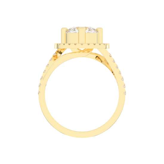Halostria Shared Prong Round Cut Lab Diamond Ring