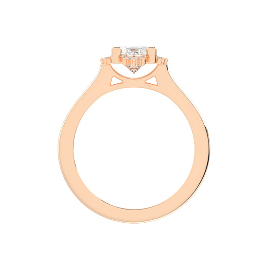 Haliquean  Four Prong Oval Cut Halo Lab Diamond Ring
