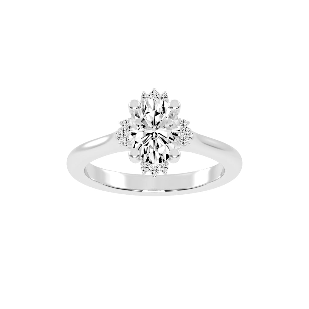 Haliquean  Four Prong Oval Cut Halo Lab Diamond Ring