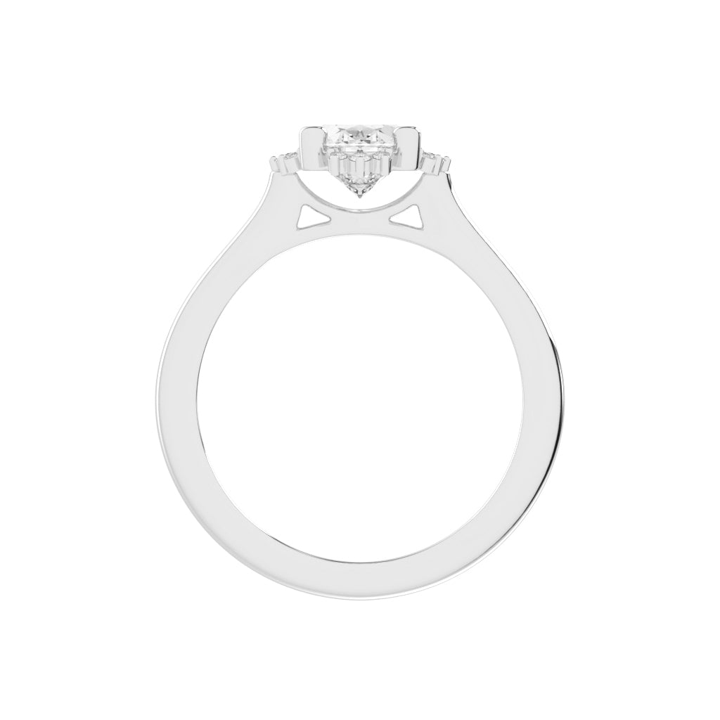 Haliquean  Four Prong Oval Cut Halo Lab Diamond Ring