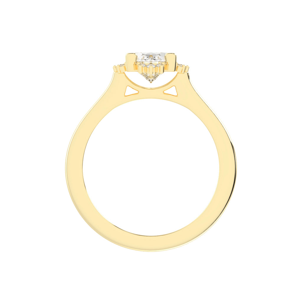 Haliquean  Four Prong Oval Cut Halo Lab Diamond Ring