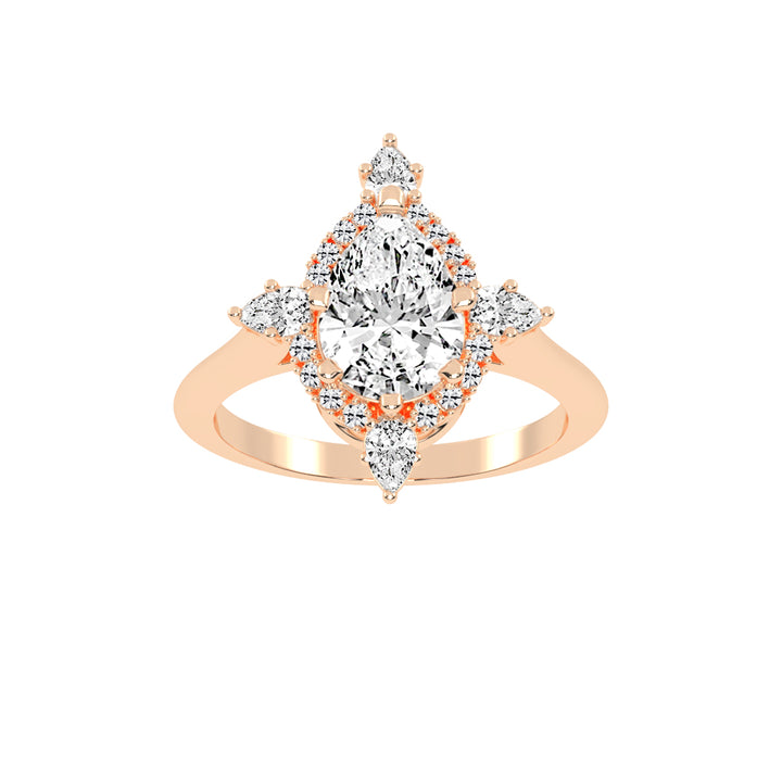 Halistine Halo Cluster Pear Cut Lab Diamond Ring