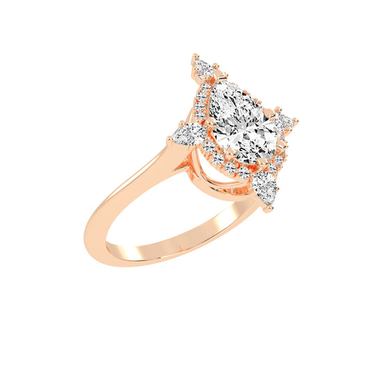 Halistine Halo Cluster Pear Cut Lab Diamond Ring
