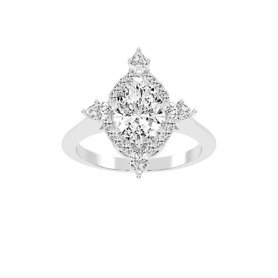 Halistine Halo Cluster Pear Cut Lab Diamond Ring
