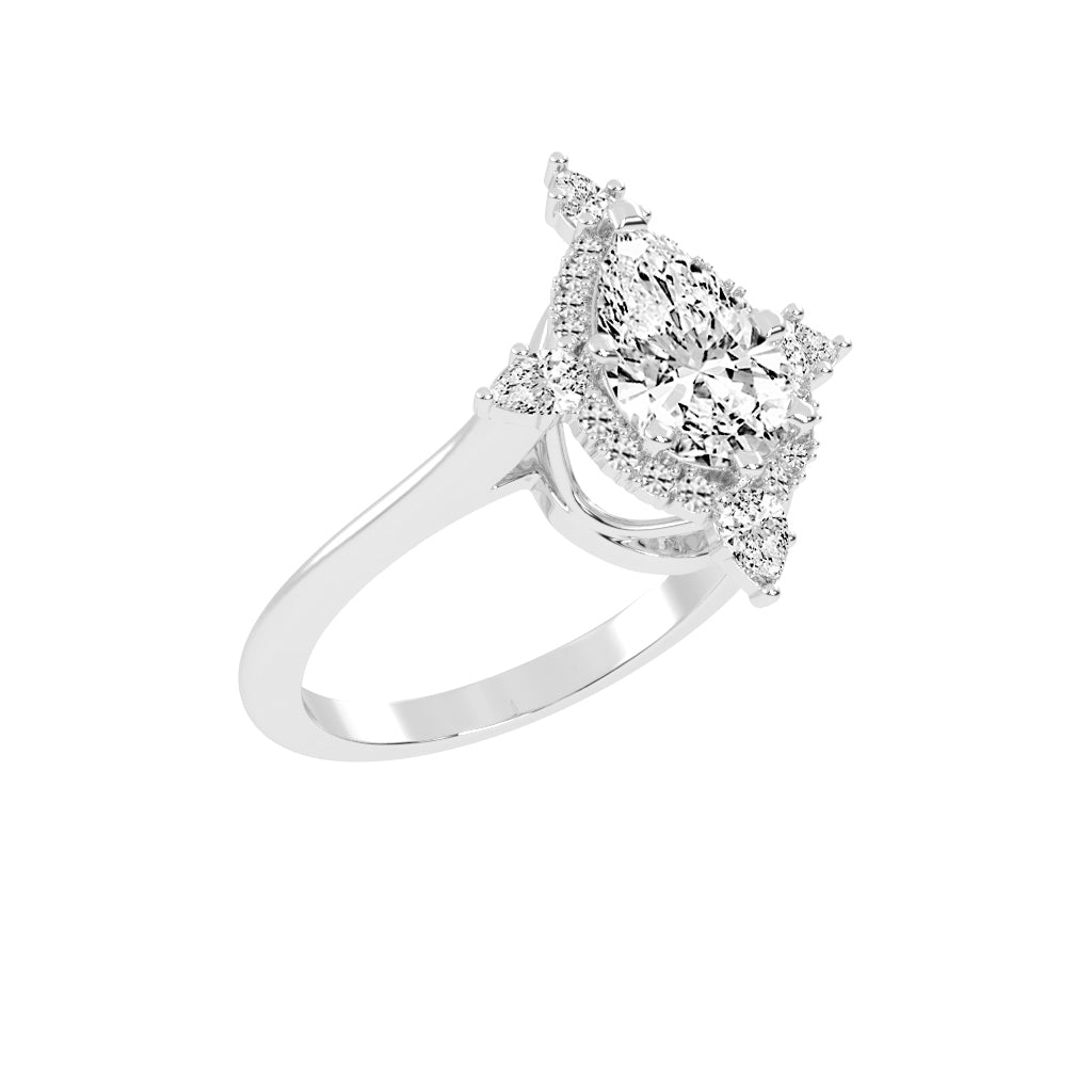 Halistine Halo Cluster Pear Cut Lab Diamond Ring