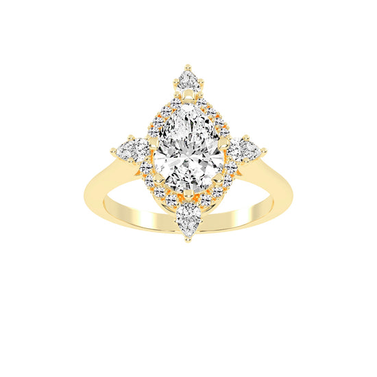 Halistine Halo Cluster Pear Cut Lab Diamond Ring