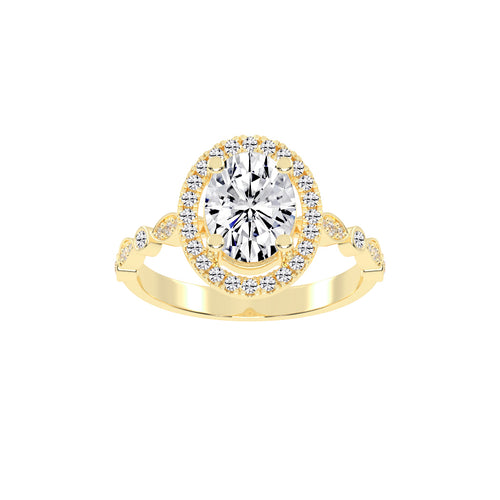 Halovion Bezel Shank Oval Cut Halo Lab Diamond Ring