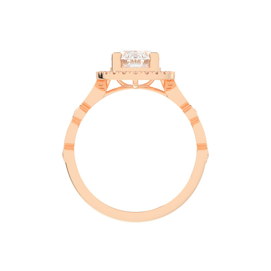 Halovion Bezel Shank Oval Cut Halo Lab Diamond Ring