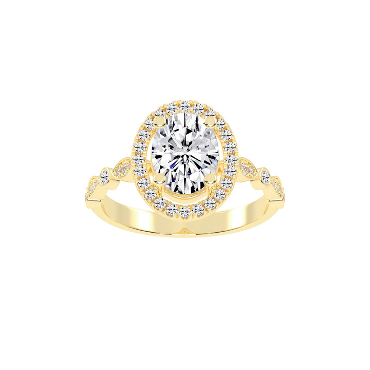 Halovion Bezel Shank Oval Cut Halo Lab Diamond Ring