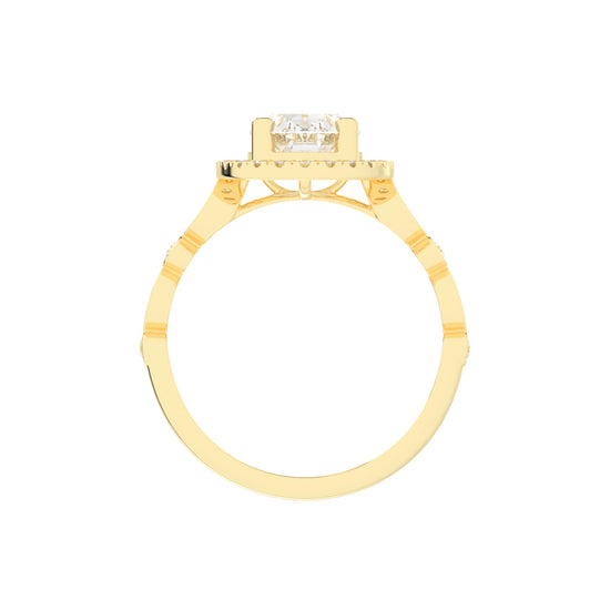 Halovion Bezel Shank Oval Cut Halo Lab Diamond Ring