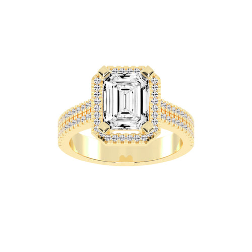 Halindrax Emerald Cut Halo Lab Diamond Ring