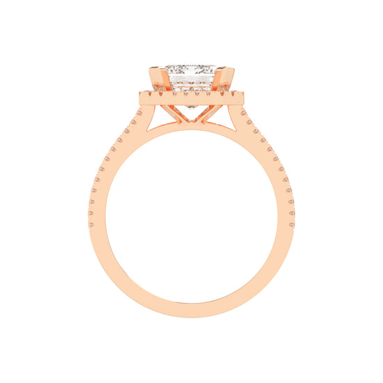 Halindrax Emerald Cut Halo Lab Diamond Ring