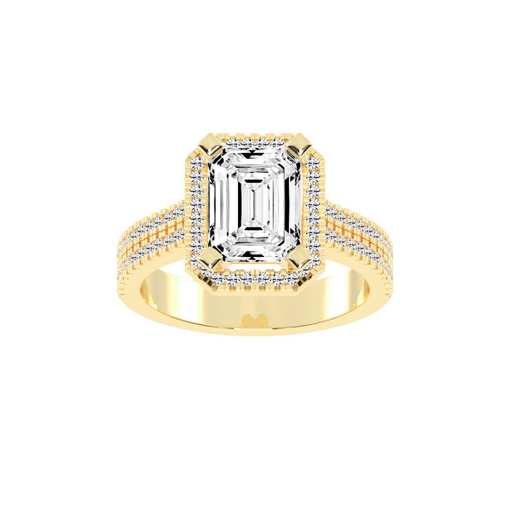 Halindrax Emerald Cut Halo Lab Diamond Ring