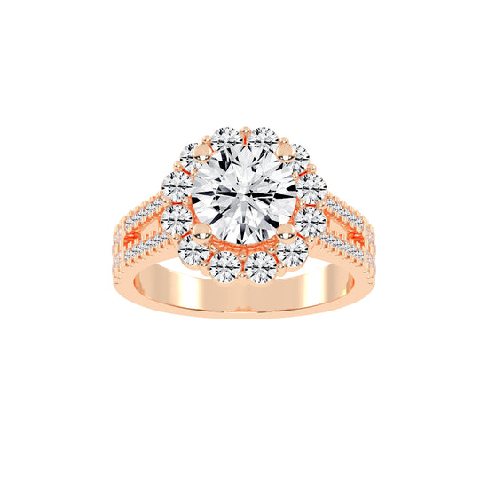 Halystira Standard Round Cut Halo Lab Diamond Ring