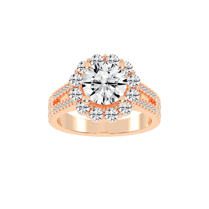 Halystira Standard Round Cut Halo Lab Diamond Ring