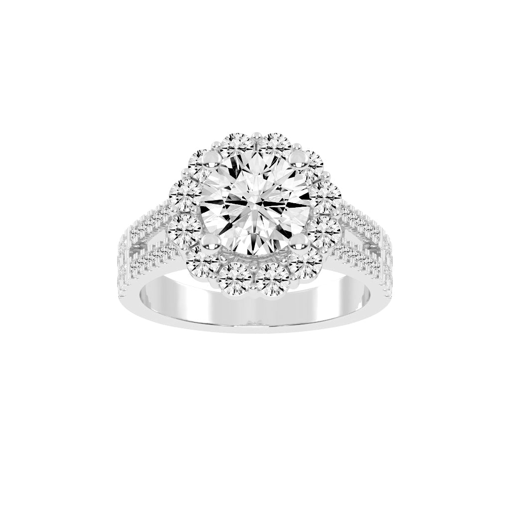Halystira Standard Round Cut Halo Lab Diamond Ring