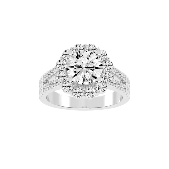 Halystira Standard Round Cut Halo Lab Diamond Ring