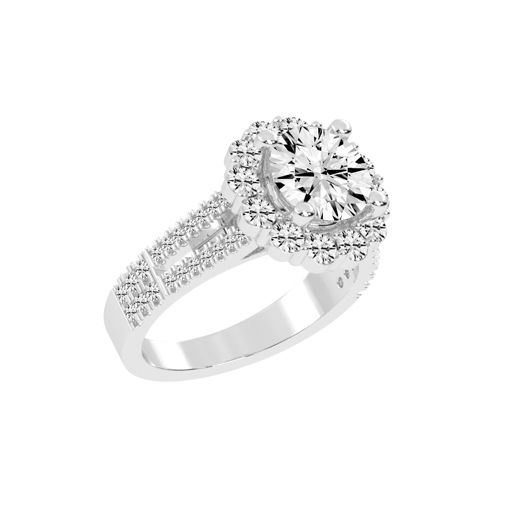 Halystira Standard Round Cut Halo Lab Diamond Ring